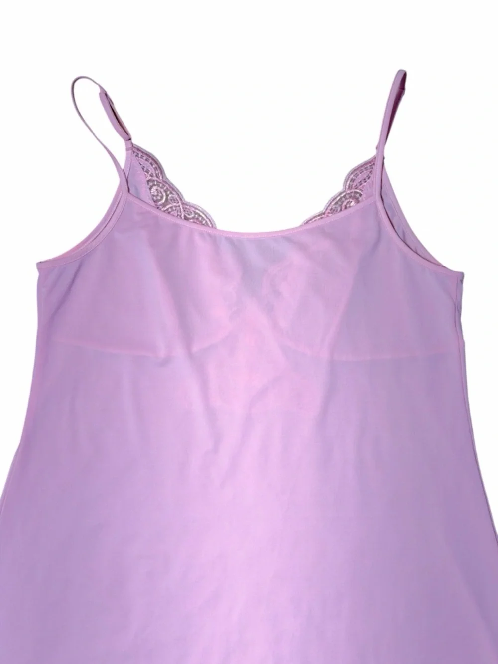 Vintage Y2K Pink Lace Trimmed Slip Dress Womans M - Picture 5 of 7
